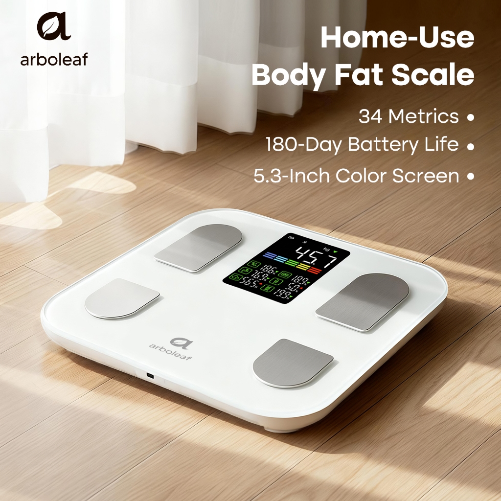Arboleaf CS20E Smart Body Fat Scale with Bluetooth, Long Battery Life ...