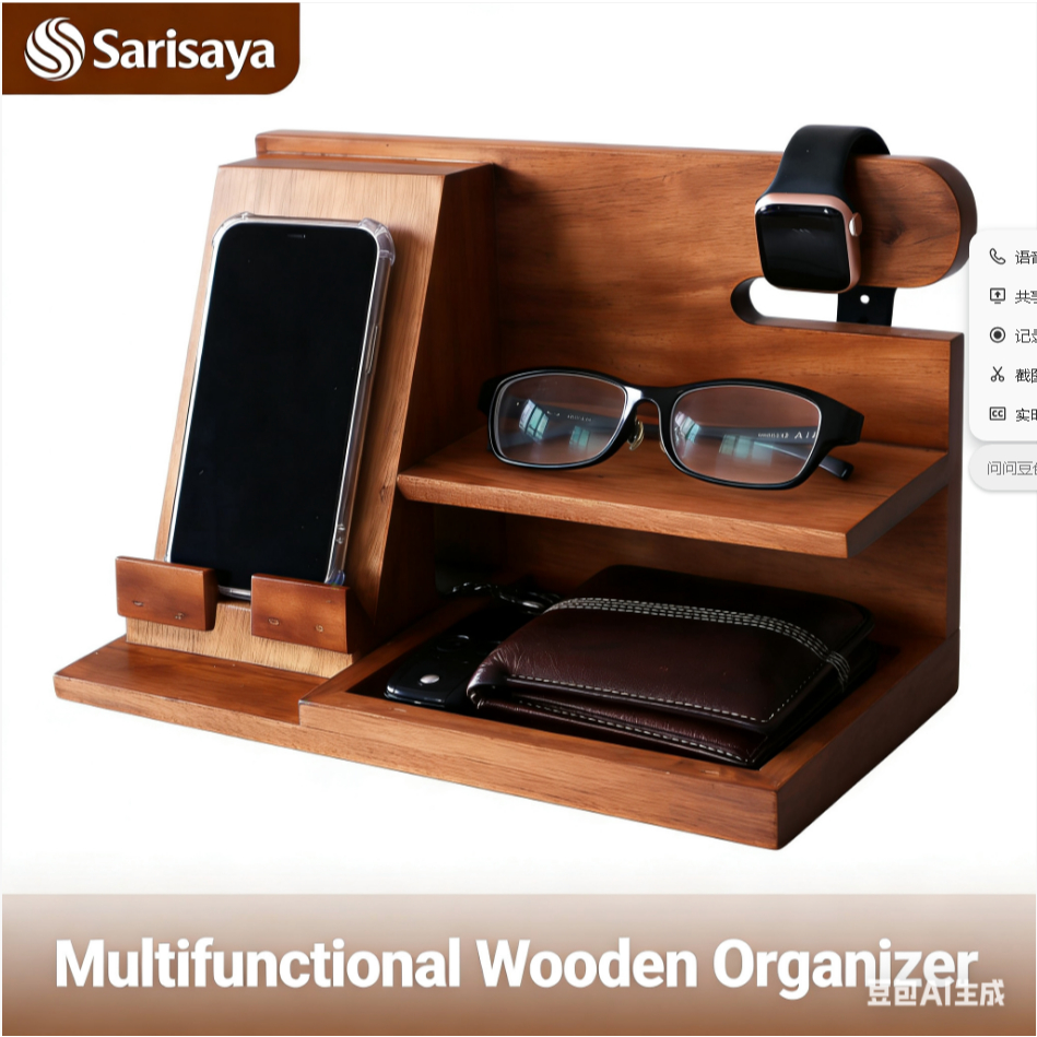Wood Phone Docking Station Ash Key Holder Wallet Stand Watch Organizer ...