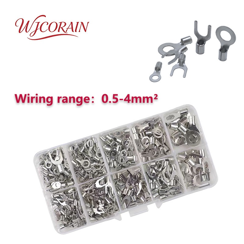 320PCS OT/UT Terminals Non-Insulated Ring Fork U-type Brass Terminals ...