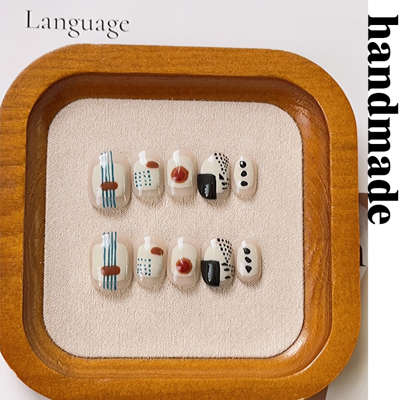 Press on nails handmade Pure Hand-Weared nails Niche Hand-Painted Cute ...