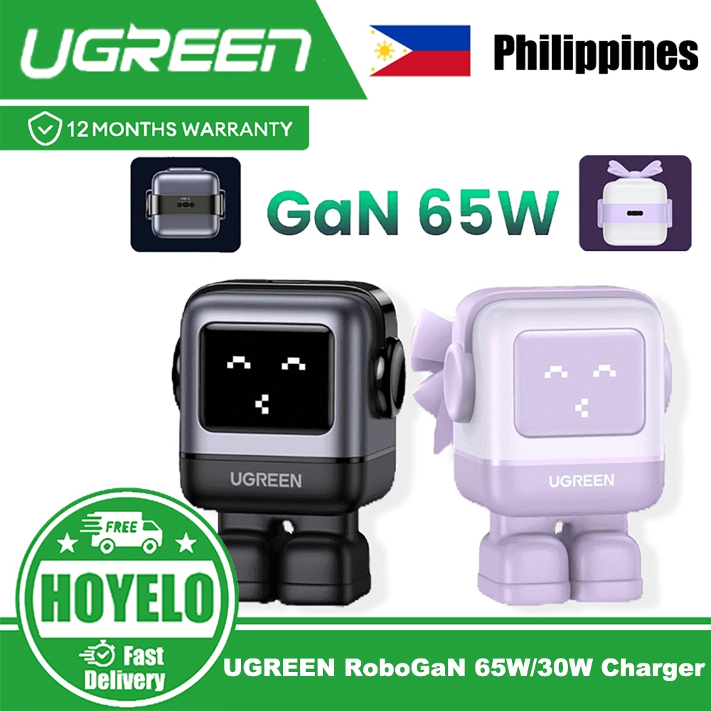 UGREEN RoboGaN 65W/30W USB C USB A Charger Mini Robot Nexode 3 Ports ...