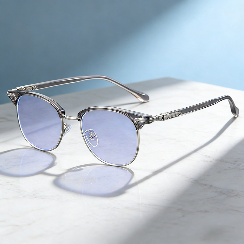 Blue Light Blocking Metal Eyeglasses Full Frame Browline Spectacles ...