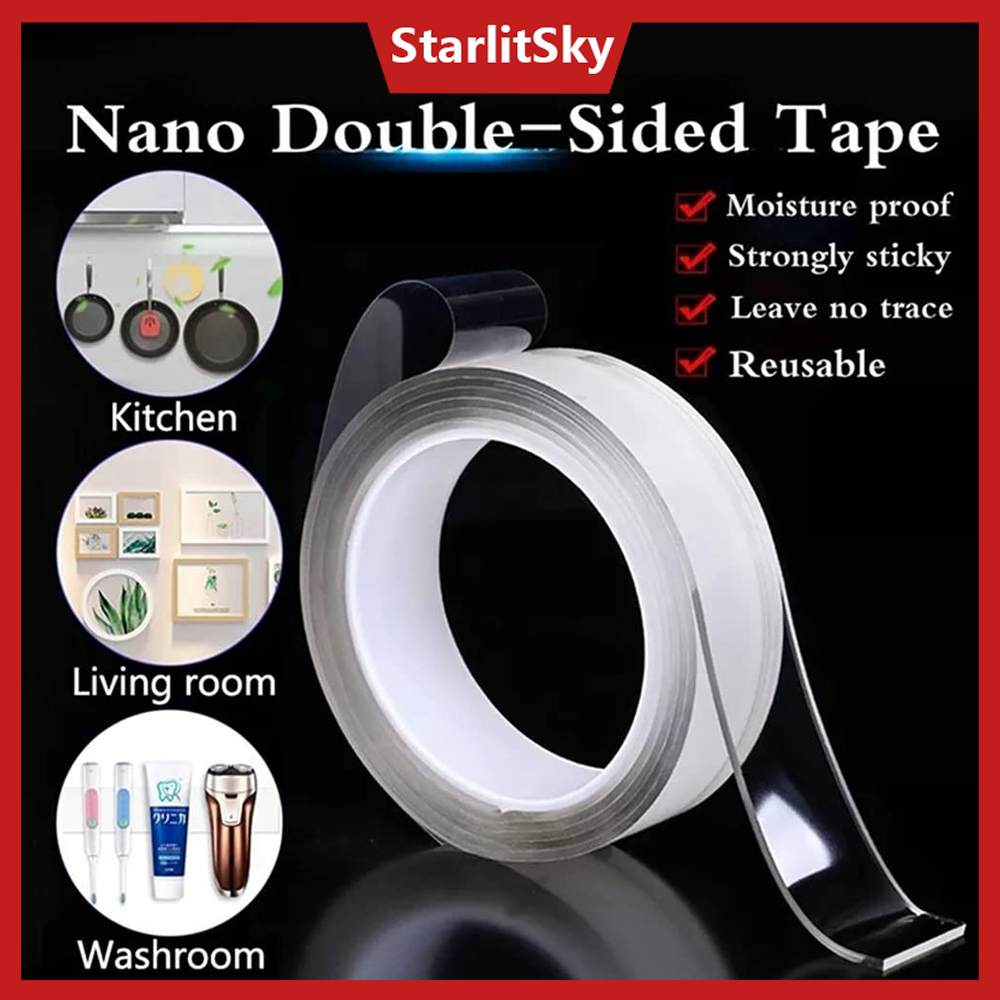 Heavy-Duty Nano Double-Sided Tape Clear, No-Residue Mounting Strips for ...