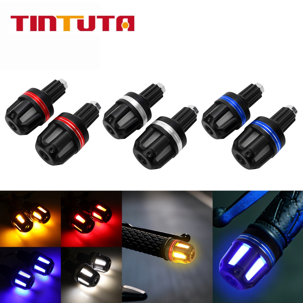 2pcs Motorcycle Handlebar Lights End LED Turn Signal Light Handle Bar ...