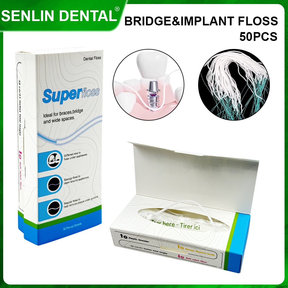 50 Pcs/Box Floss Threader - Ideal for Braces Dental Bridges Implants ...