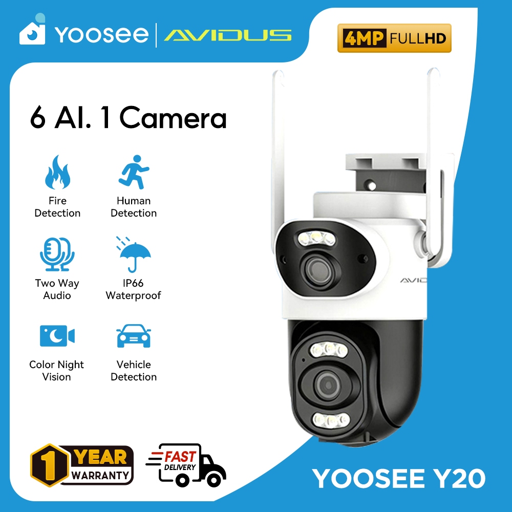 YOOSEE Y20 AI 4MP Outdoor Dual Lens CCTV Camera WiFi Smart Home ...