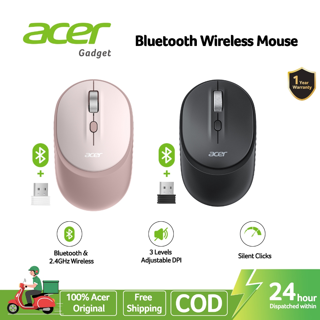 Acer Wireless Mouse Dual-Mode 2.4G + Bluetooth 5.2 Triple-Channel Mouse ...