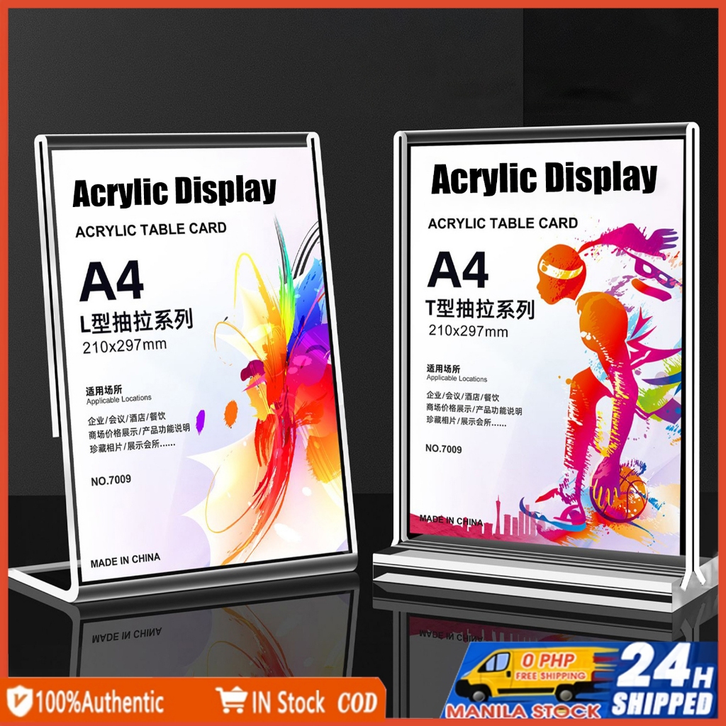 A4/A5/A6 Acrylic Display Stand Double Side Clear Frame Display T-type ...