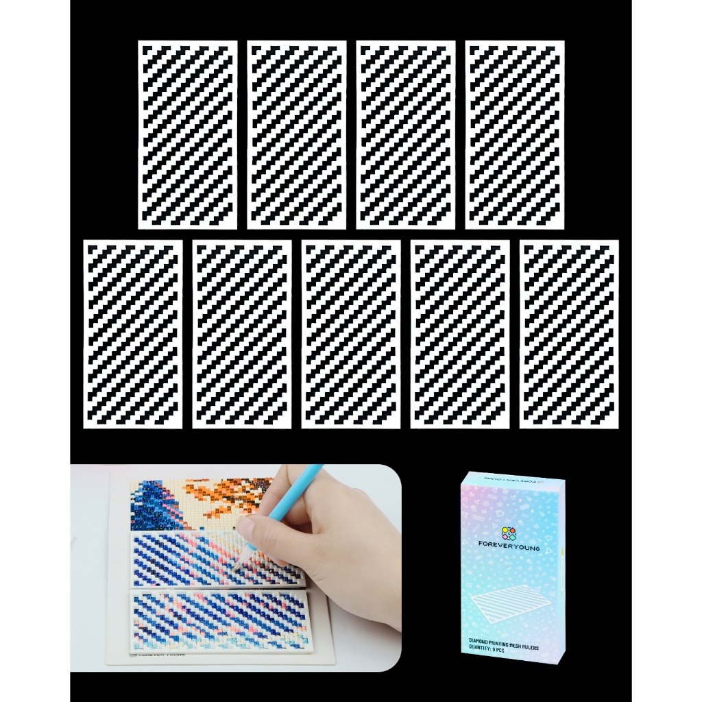 ForeverYoung 9Pcs Diamond Painting Zigzag Ruler Set Square Drill ...