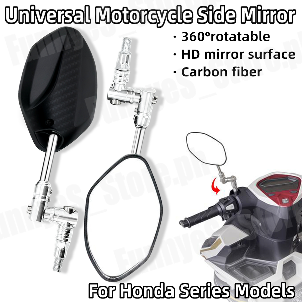 Universal Motorcycle Side Mirror Pair For Honda Series Models - 10mm ...