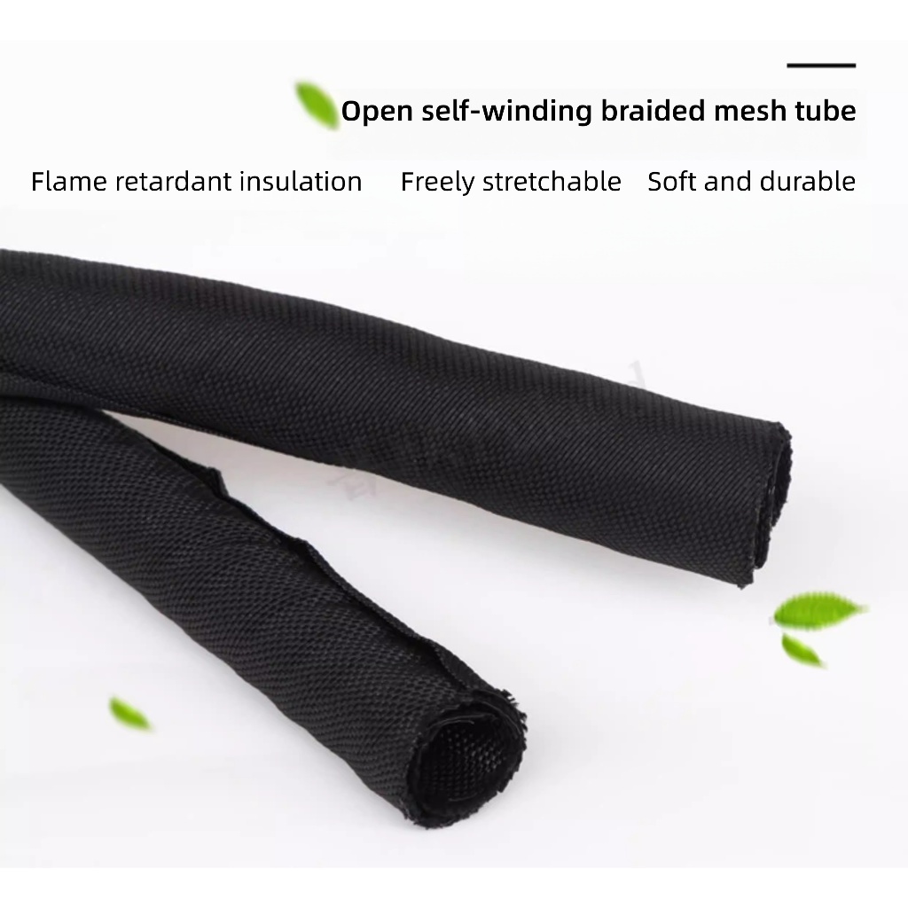 Flame retardant opening self winding textile sleeve woven network tube ...