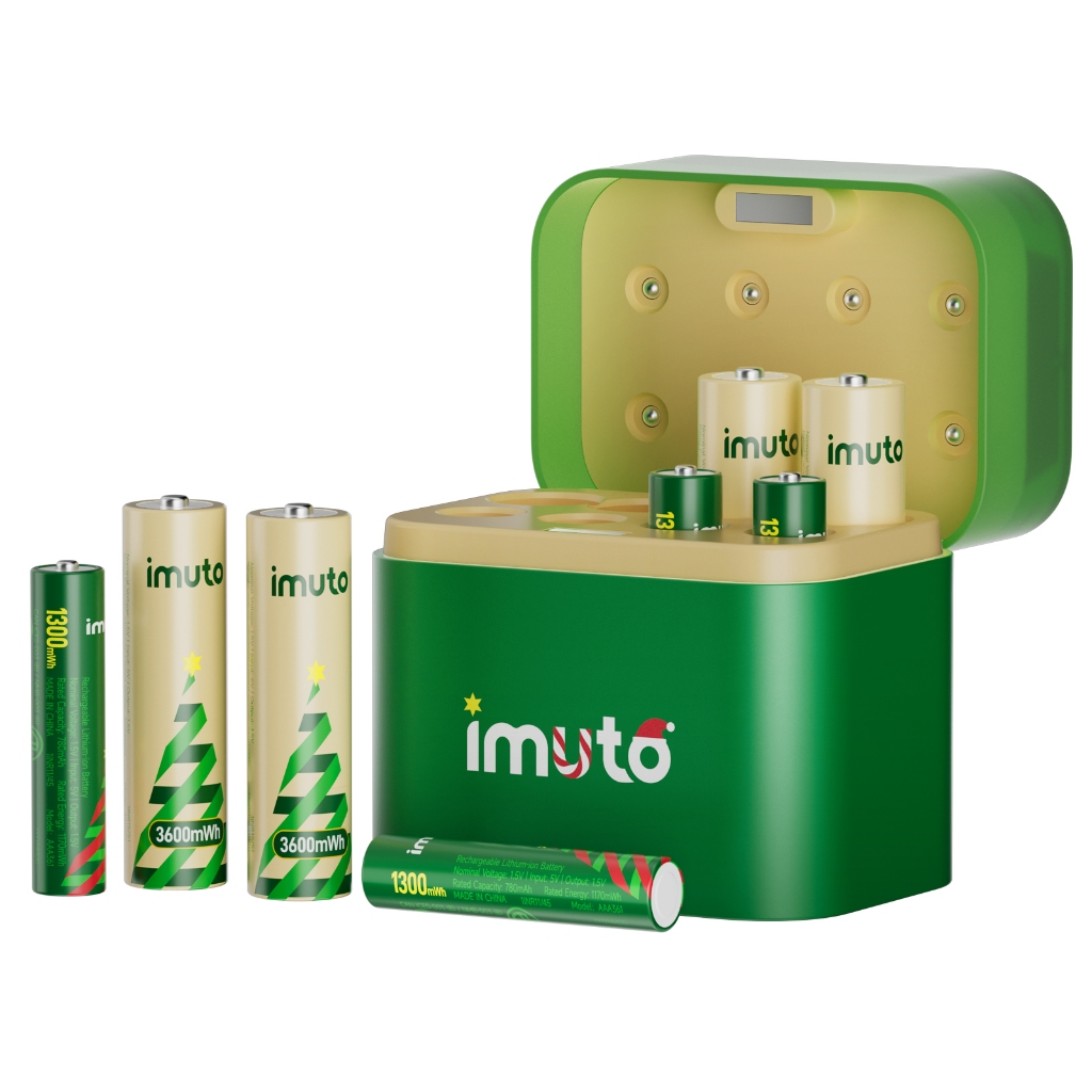 Imuto Rechargeable AAA Lithium Batteries - 1.5V, 1300mWh, 8-Pack For High-Drain Devices (Toys, Controllers, Etc.)