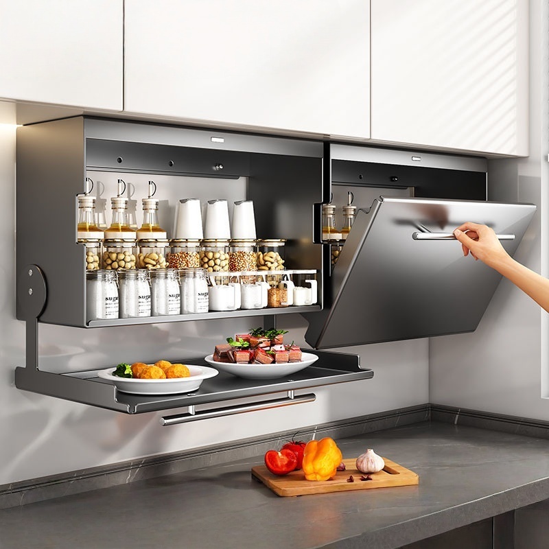Double-Layer Folding Drop-Down Storage Box Kitchen Wall-Mounted Hanging ...