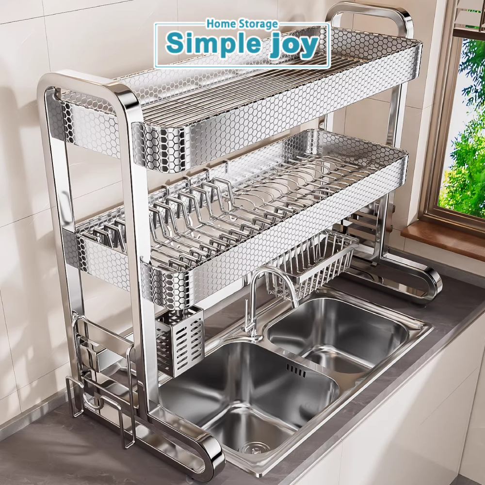 SimpleJoy 304 Stainless Steel Sink Rack Over Sink Dish Rack Honeycomb ...