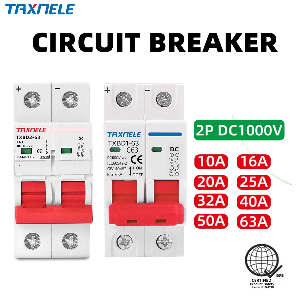 2P DC 1000V Solar Circuit Breaker DC MCB for Photovoltaic PV System 10A ...
