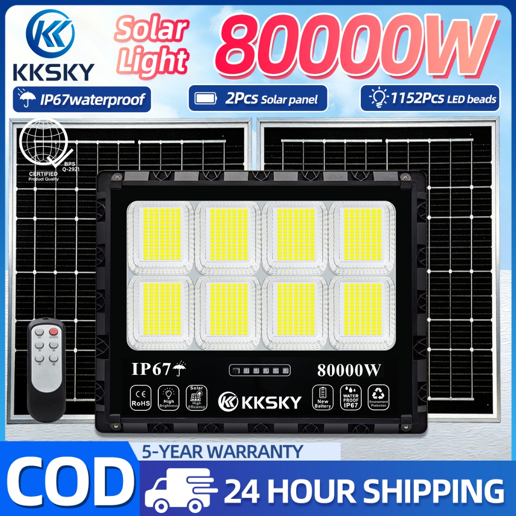 KKSKY Solar Lights Outdoor Waterproof Heavy Duty Light IP67 Led Flood ...