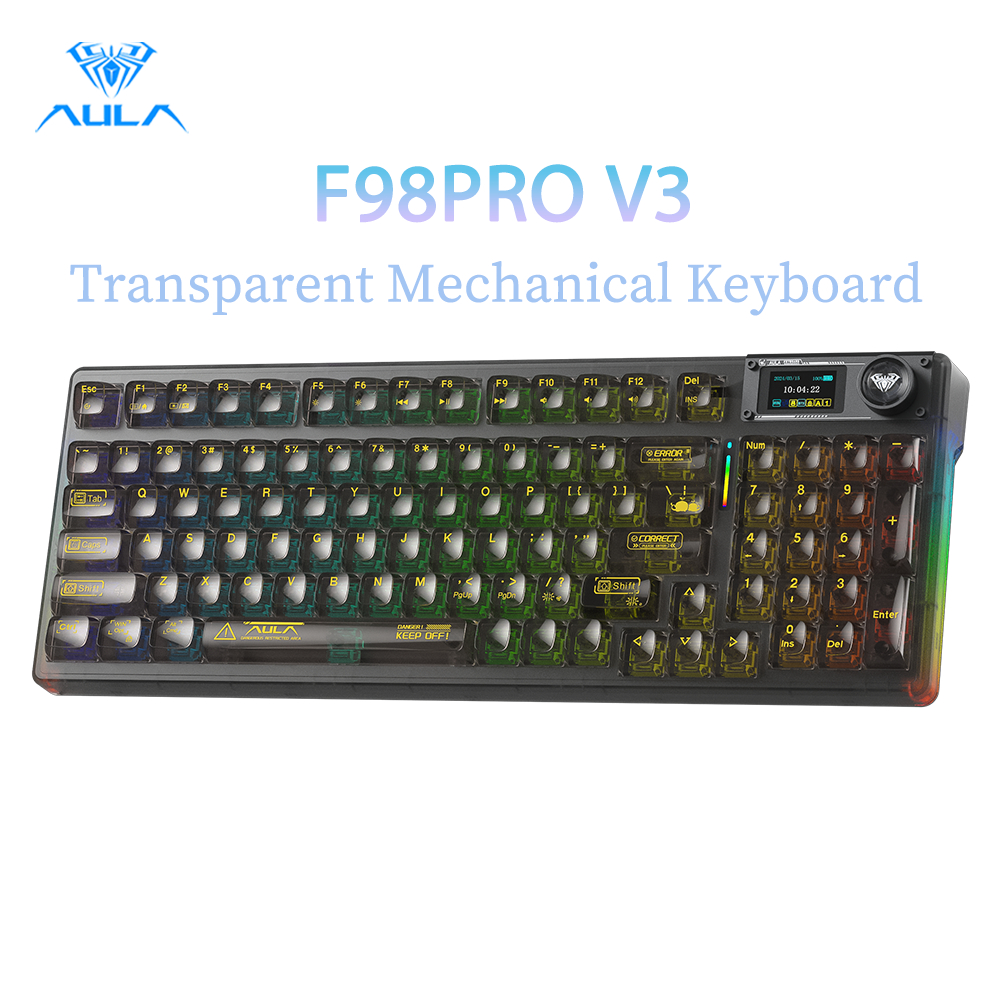 [Newly upgraded]AULA F98proV3 95 Keys Transparent Mechanical Keyboard ...