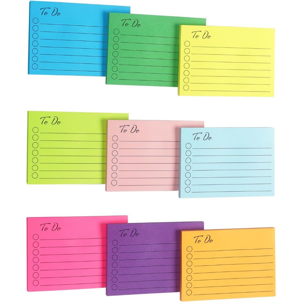 9 Pads to Do List Sticky Notes, 3x4 Inch with Line Adhesive Memo, 9 ...