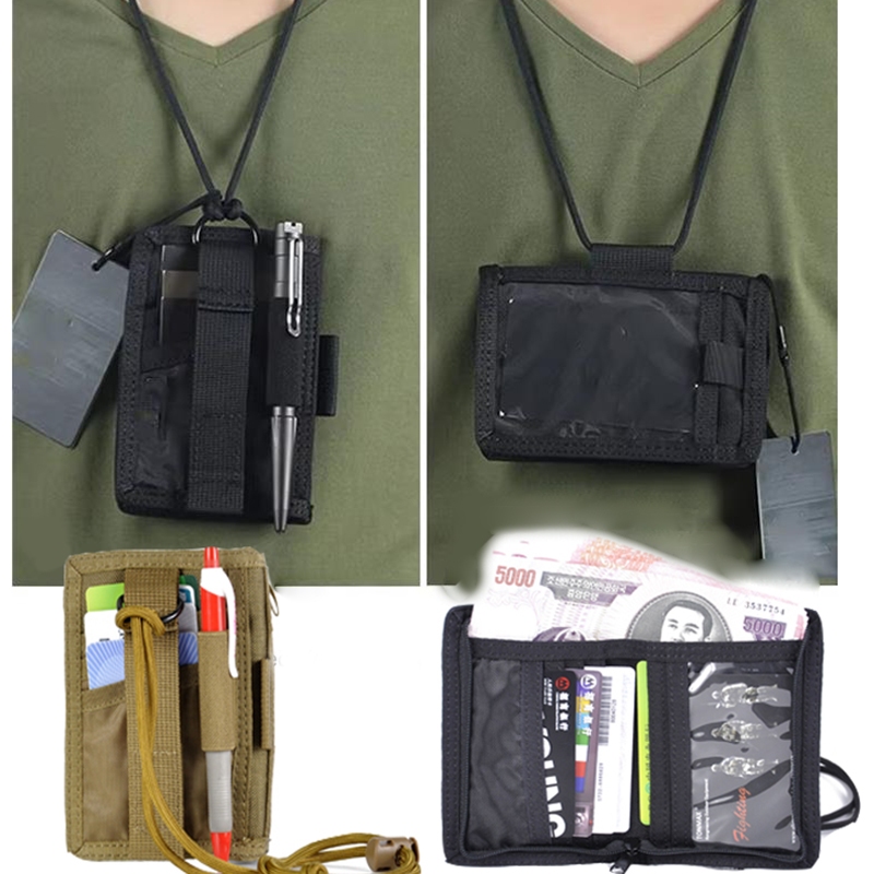 ID Card Holder with SBS/YKK zipper Nylon mens wallet Adjustable Neck ...