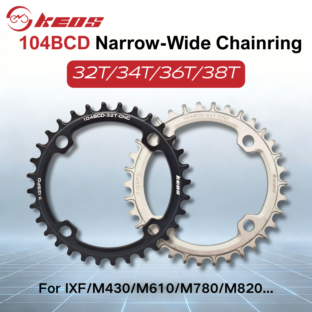 KEOS Black Silver 104BCD MTB Chainring - Ultralight Round Design for ...