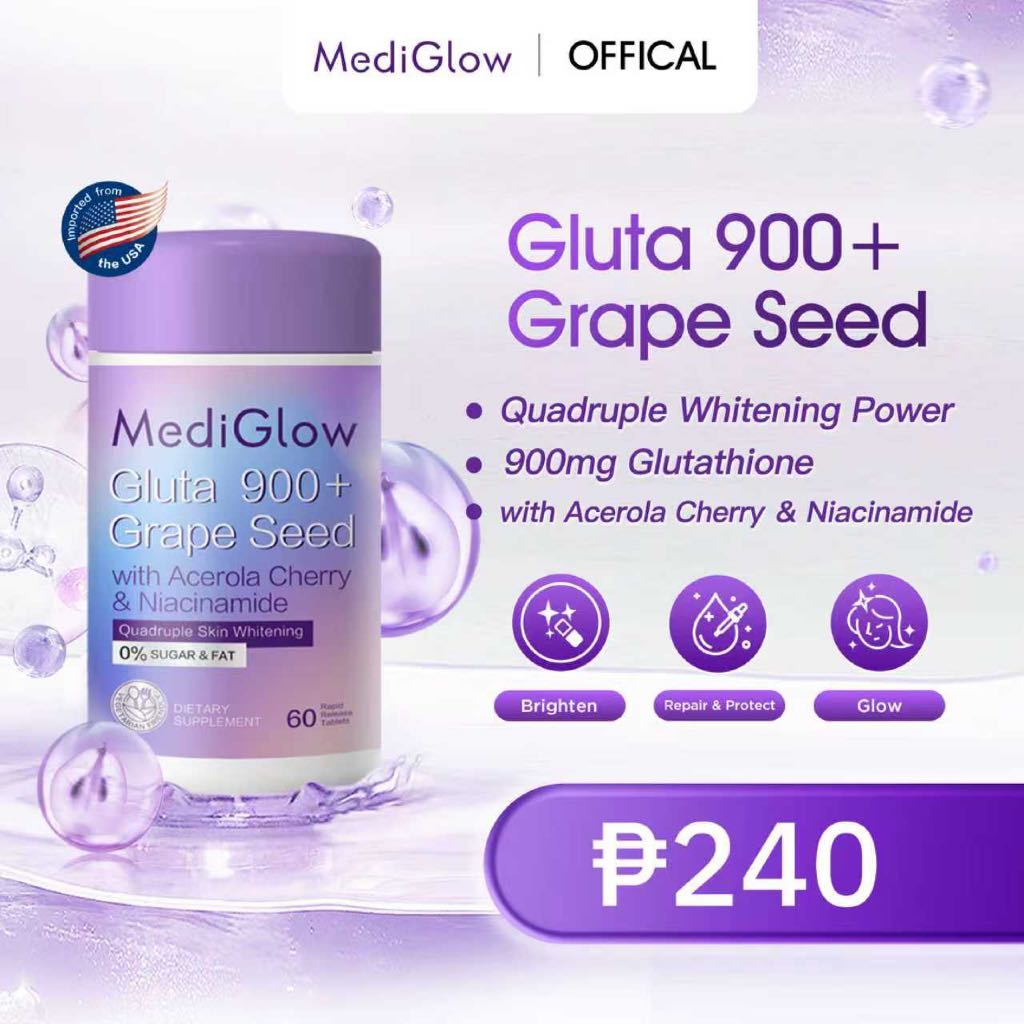 mediglow glutathione review New in!! Glow Bright Skin Brightening Supplement - High in liposomal glutathione, L-Cysteine, Vitamin C, Collagen and brightening extracts.  Collagen P650  Capsules P550  Glow Bright Combo P1000 Medi glow facial result, Disclaimer-