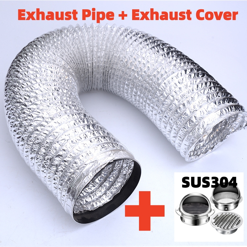 4 Inch Flexible Ducting Hose 16.5 Feet, Black Aluminum Ducting Dryer Vent Hose With 2 Screw Clamps For Heating Ventilation Air Conditioning (HVAC), Boat Blower, Exhaust Grow Tents