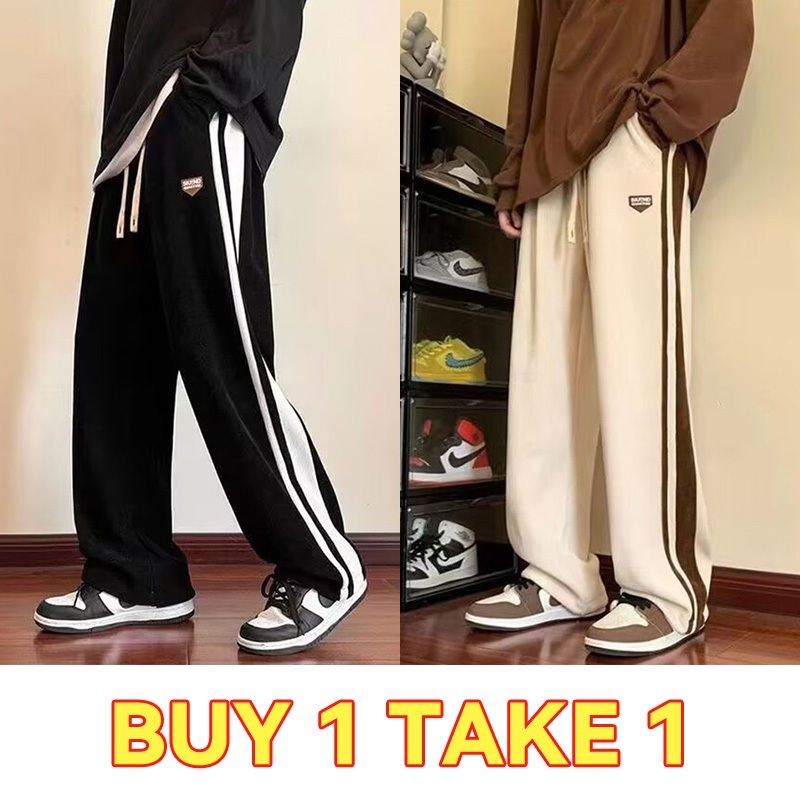Buy 1 Take 1]Men's Vintage Striped Trousers - Oversized Loose Fit