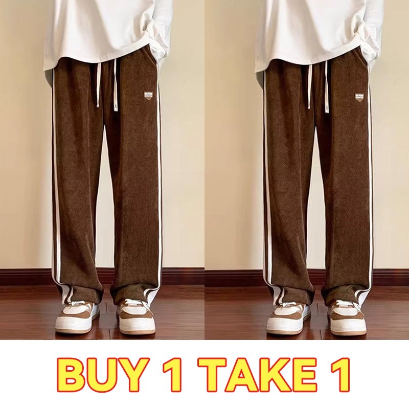 Buy 1 Take 1]Men's Vintage Striped Trousers - Oversized Loose Fit