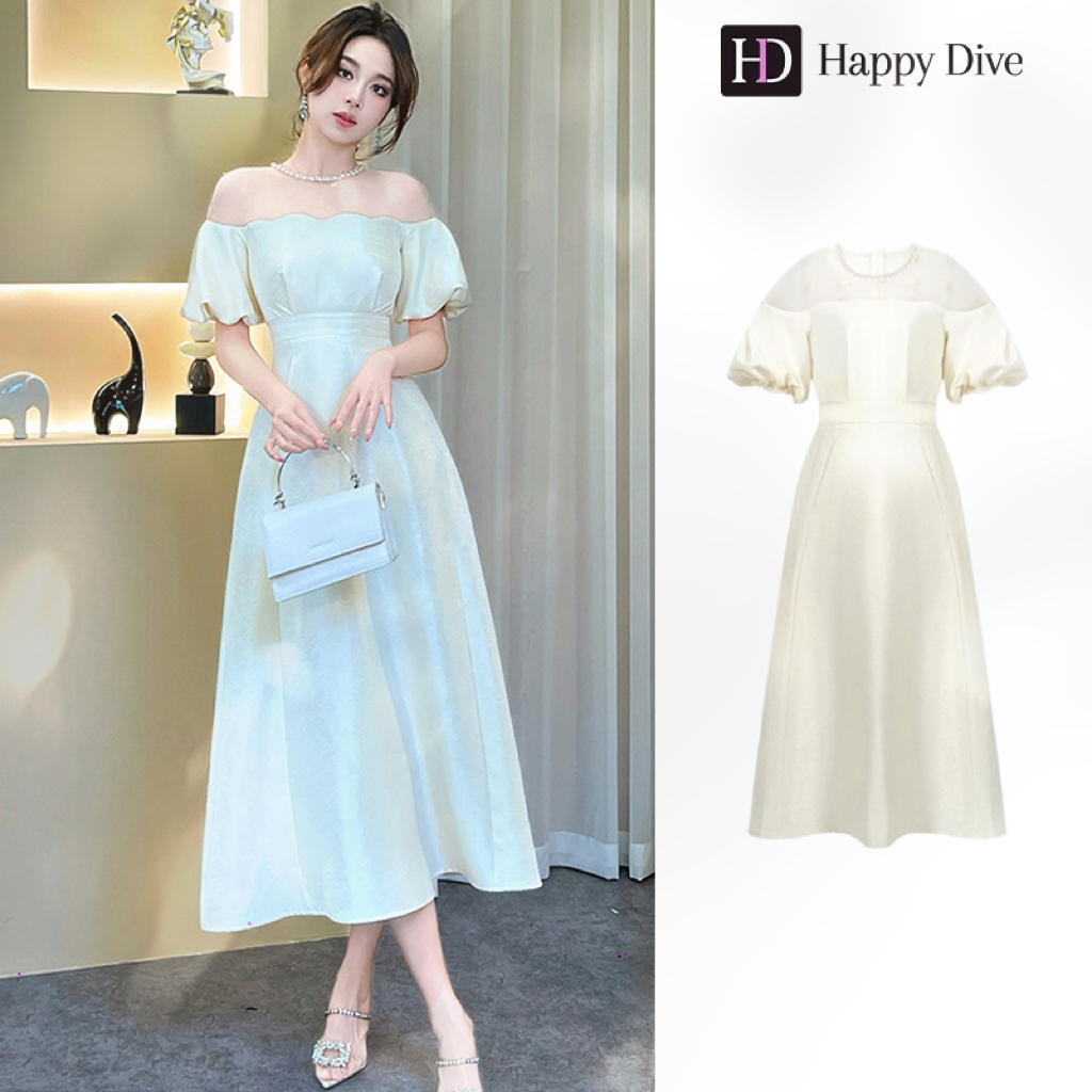 Happy Diva Local shipping Women's Dresses White Dresses Puff Sleeve ...