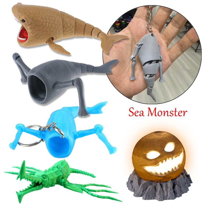 Sea Monster Sea Eater Keychain Pendant Articulation Toy Sea Monster El ...
