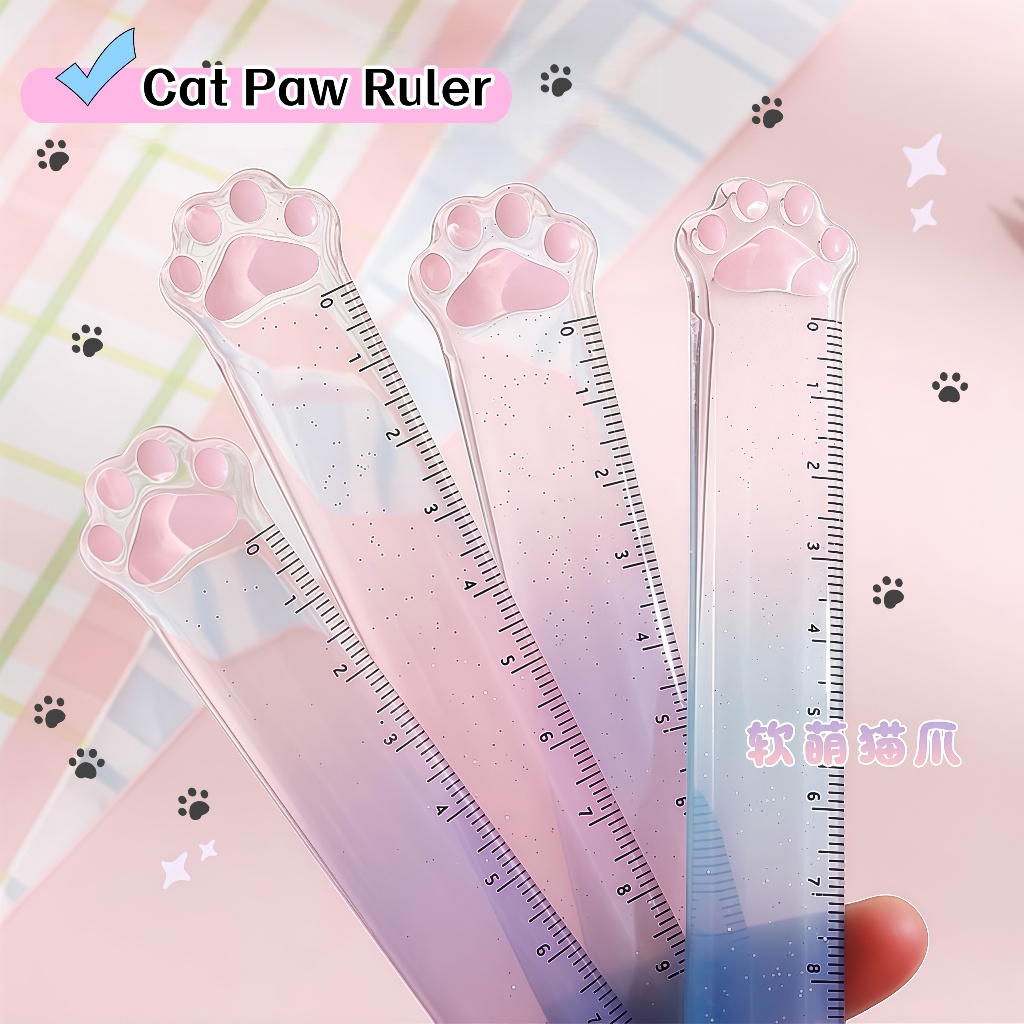 Cute Cat Paw Ruler 15cm Sraight Ruler Creative Ruler Students Ruler ...
