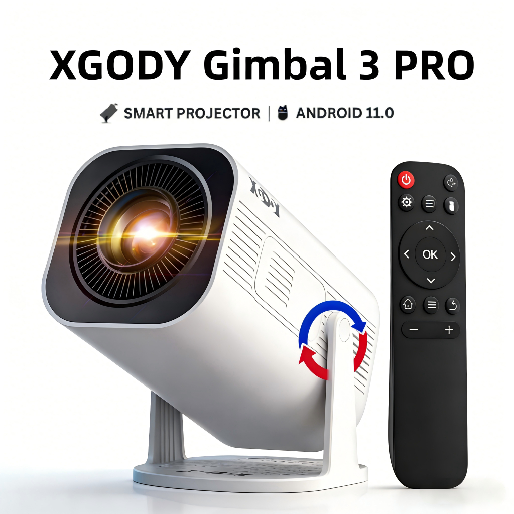 Proyector Xgody Gimbal 3 – Nativo 720P, 12000 Lúmenes, Android 11, WiFi 6 Y Auto Keystone