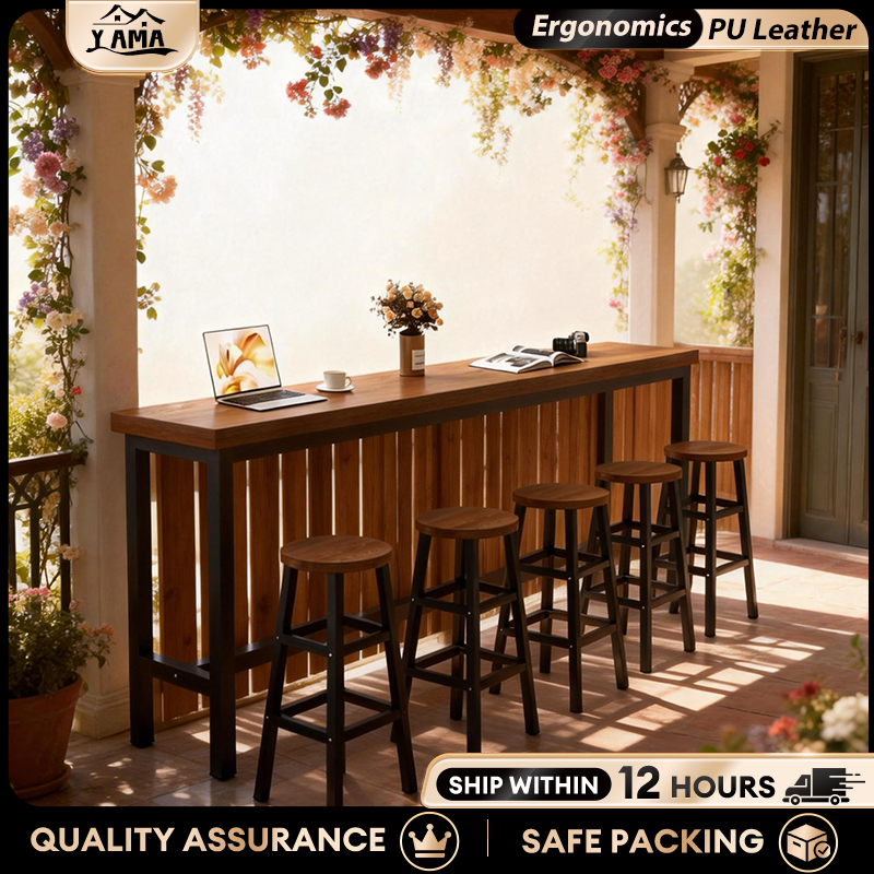 Bar table solid wood long table 140/160/180 cm high platform dining and ...