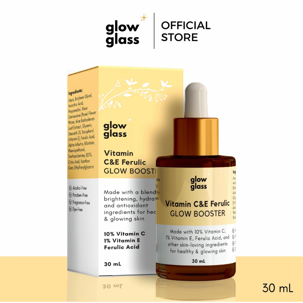 Glow Glass Beauty Vitamin C & E Ferulic Glow Booster Brightening Serum ...