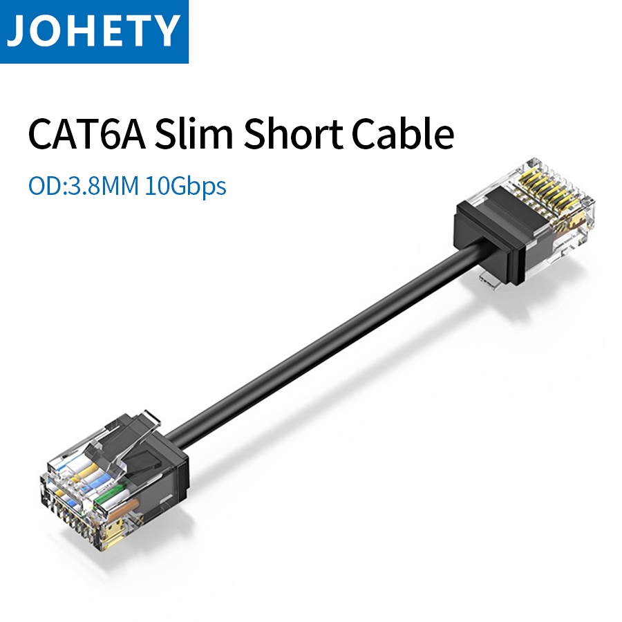 JOHETY Cat6a Short Flat Ethernet Patch 28AWG RJ45 UTP Cable 1G Support ...