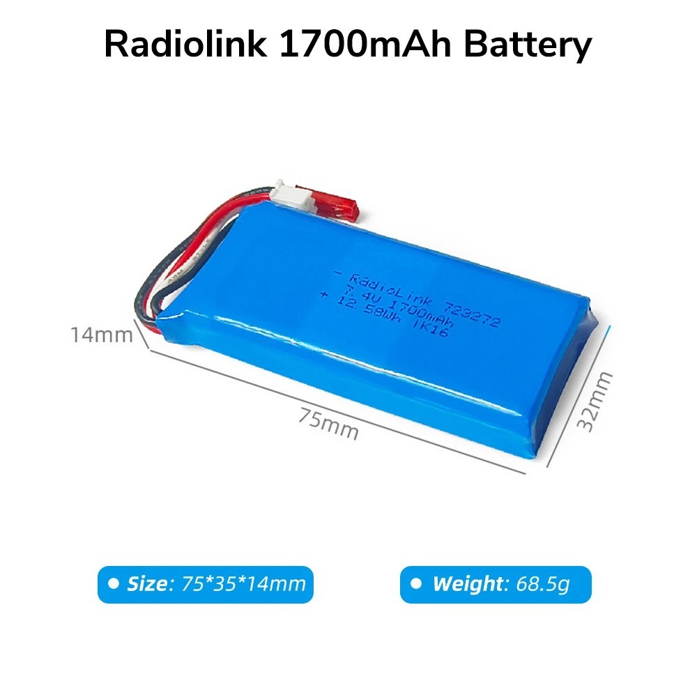 Radiolink 1700mAH 2S Battery for Transmitters RC8X & FULLYMAX 7.4V 2S ...
