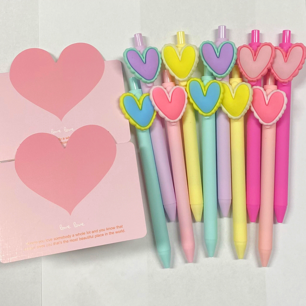 10Sets Valentine's Day Heart Shaped Pens Bulk Black Gel Ink for Kids ...