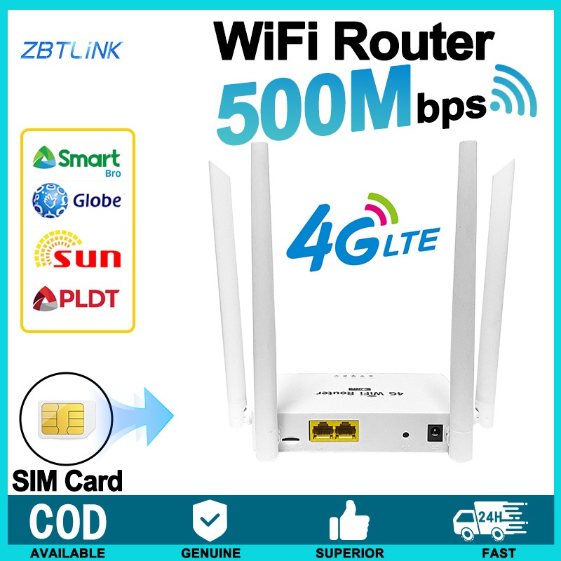 Zbtlink SIM card router WiFi 4G router with SIM card, modem, 500Mbps 4G ...