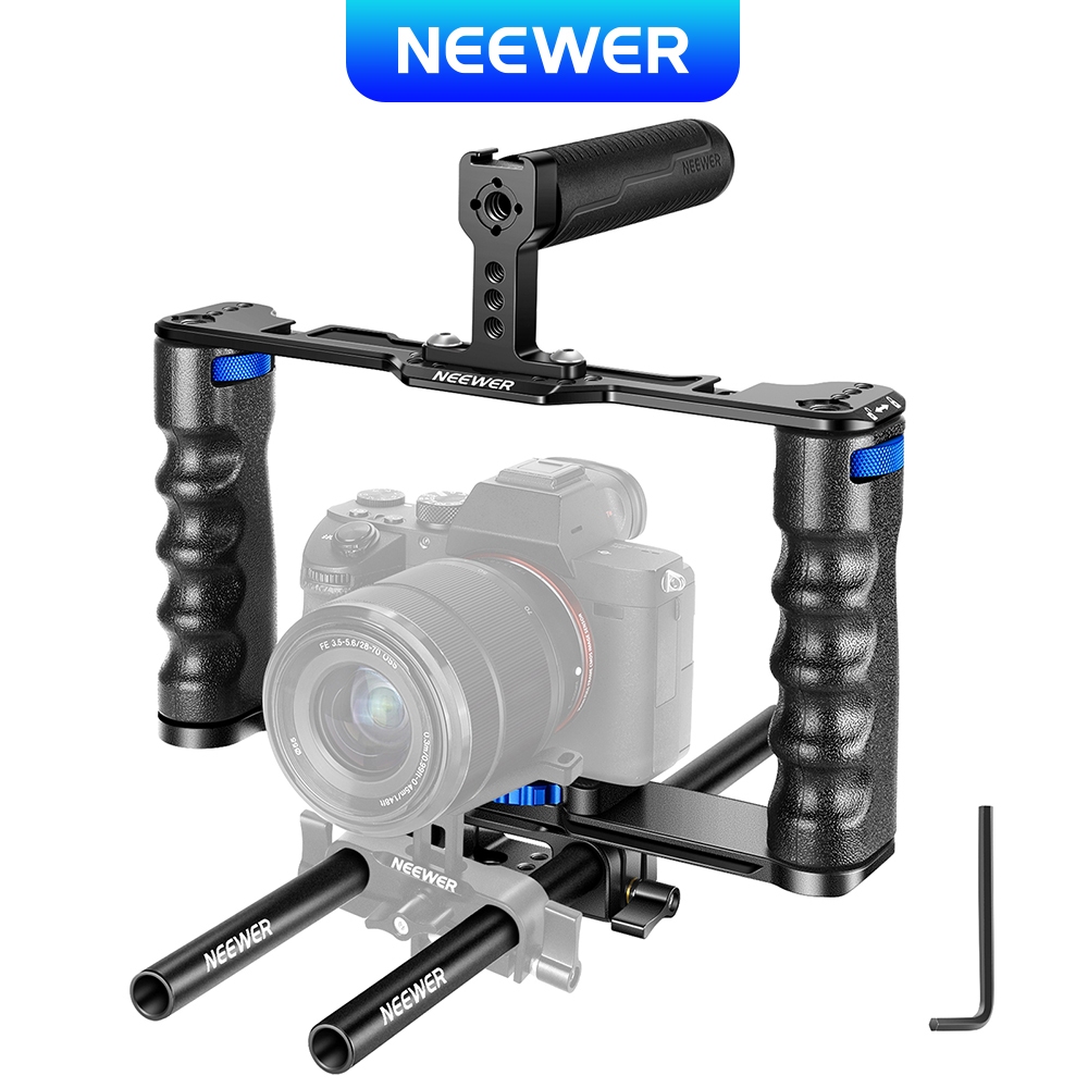 NEEWER Aluminum Alloy Camera Cage, Filmmaking Rig with Top Handle, Dual ...