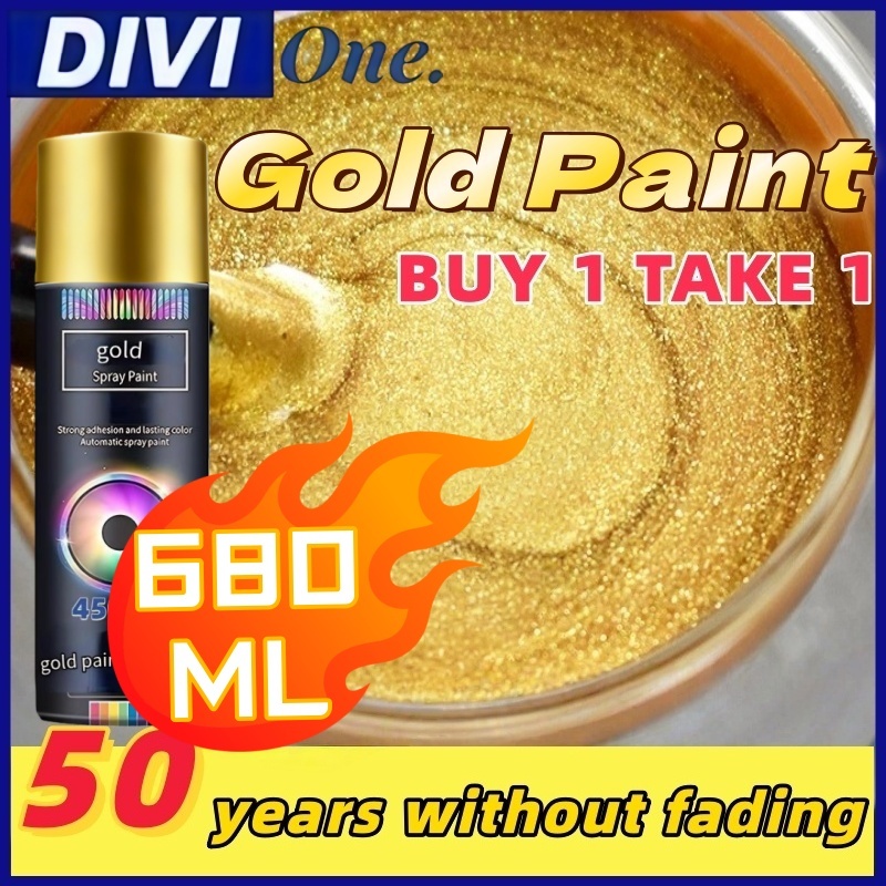 【BUY 1 TAKE 1】680ML 999K Gold Paint for Metal/Wood/Leather Waterproof ...