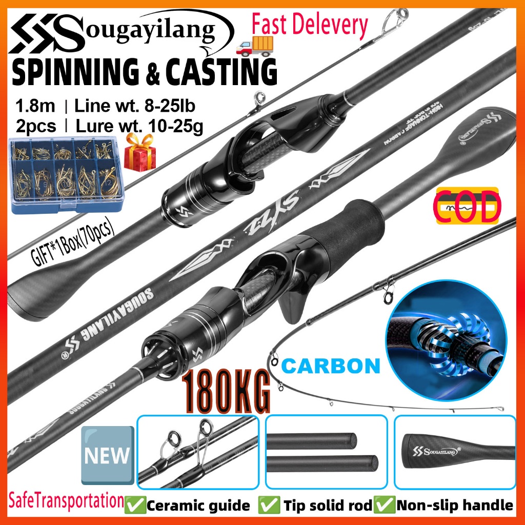 HOT SALE! Sougayilang [COD] 2026 Full New Carbon Lure Rod 1.8M ...