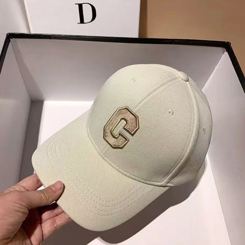 D letter embroidered face enhancing small duckbill cap for both men and ...
