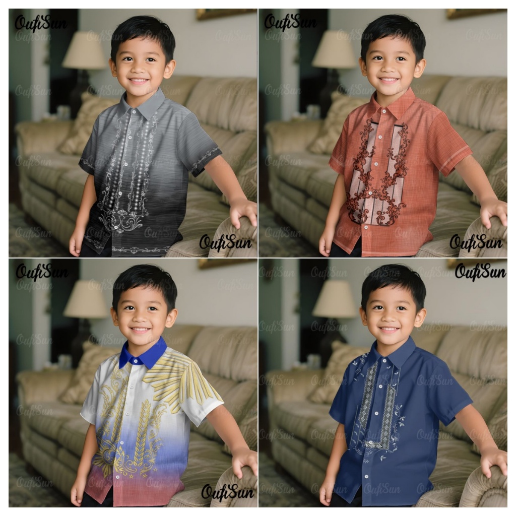 (1–3 Days Delivery)Filipino Traditional Boy Shirt For Kids 3D ...