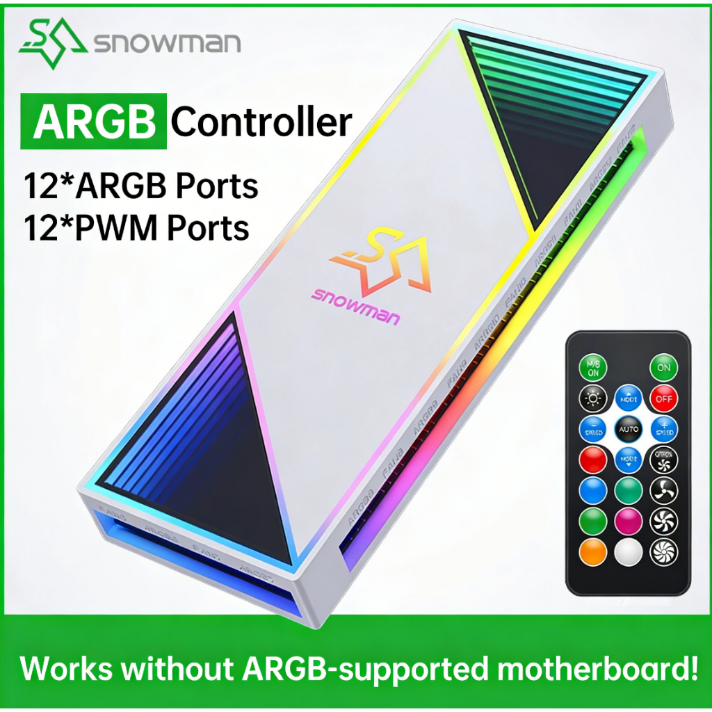 H12 5V 3Pin ARGB Controller | PWM Fan Hub with Remote PC Case RGB Sync ...