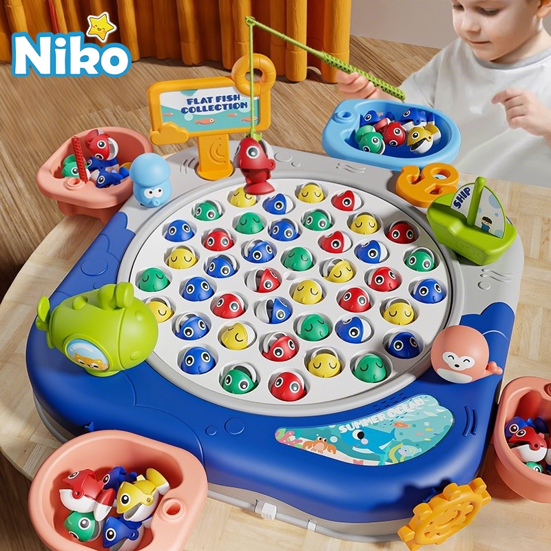NIKO Electric Magnetic Fishing Toys Automatic Musical Rotating Fishing ...