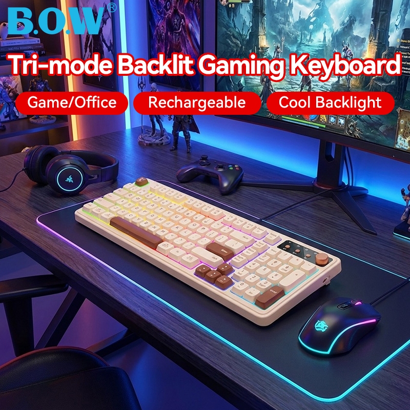 BOW K520 Series RGB Backlight Ergonomic Three-mode Wired Plug and Play ...