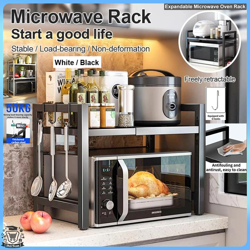 【Mani Fashion Store】Microwave Rack Oven Rack Heavy Duty Expandable 2/3 ...