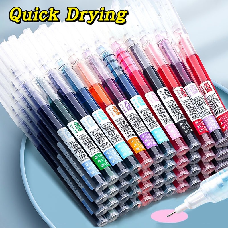20PCS Straight Liquid Pen 0.5mm Gel Pen Quick-Drying Rollerball Pen ...
