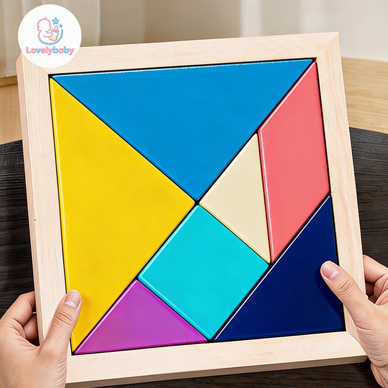 Educational Toys Tangram Puzzle Montessori IQ Wooden Blocks Board Game ...