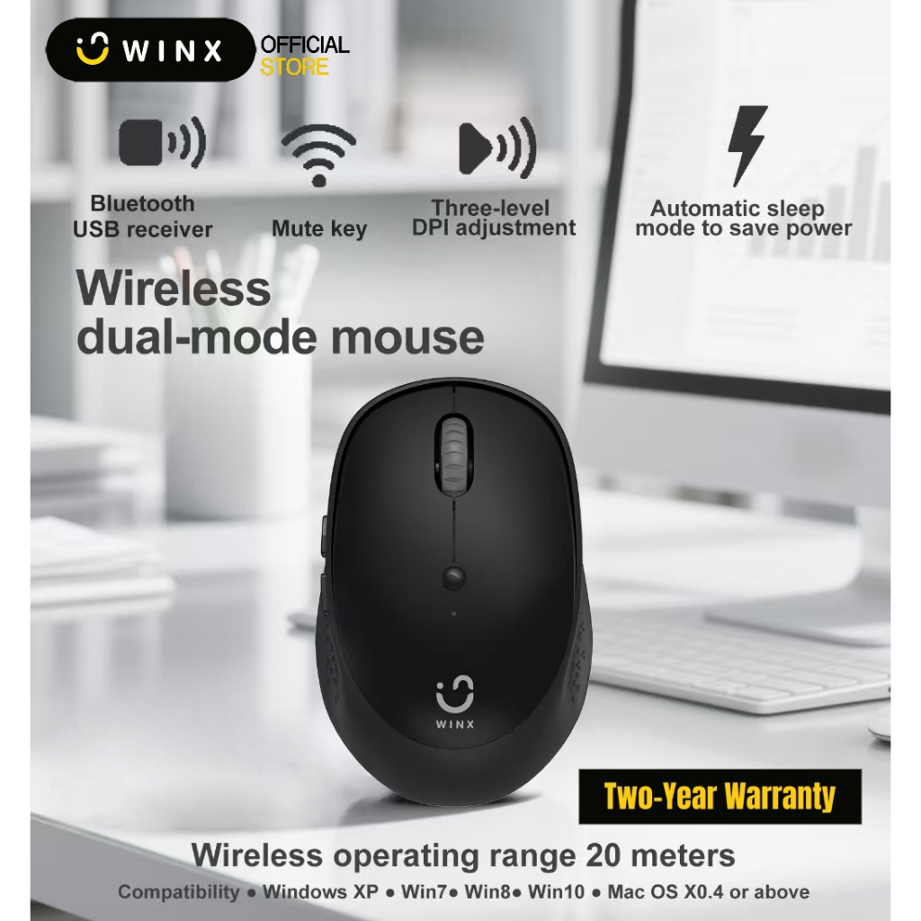 WINX WX-KB113 Wireless Bluetooth Mouse Dual Mode Mouse Three-speed DPI ...